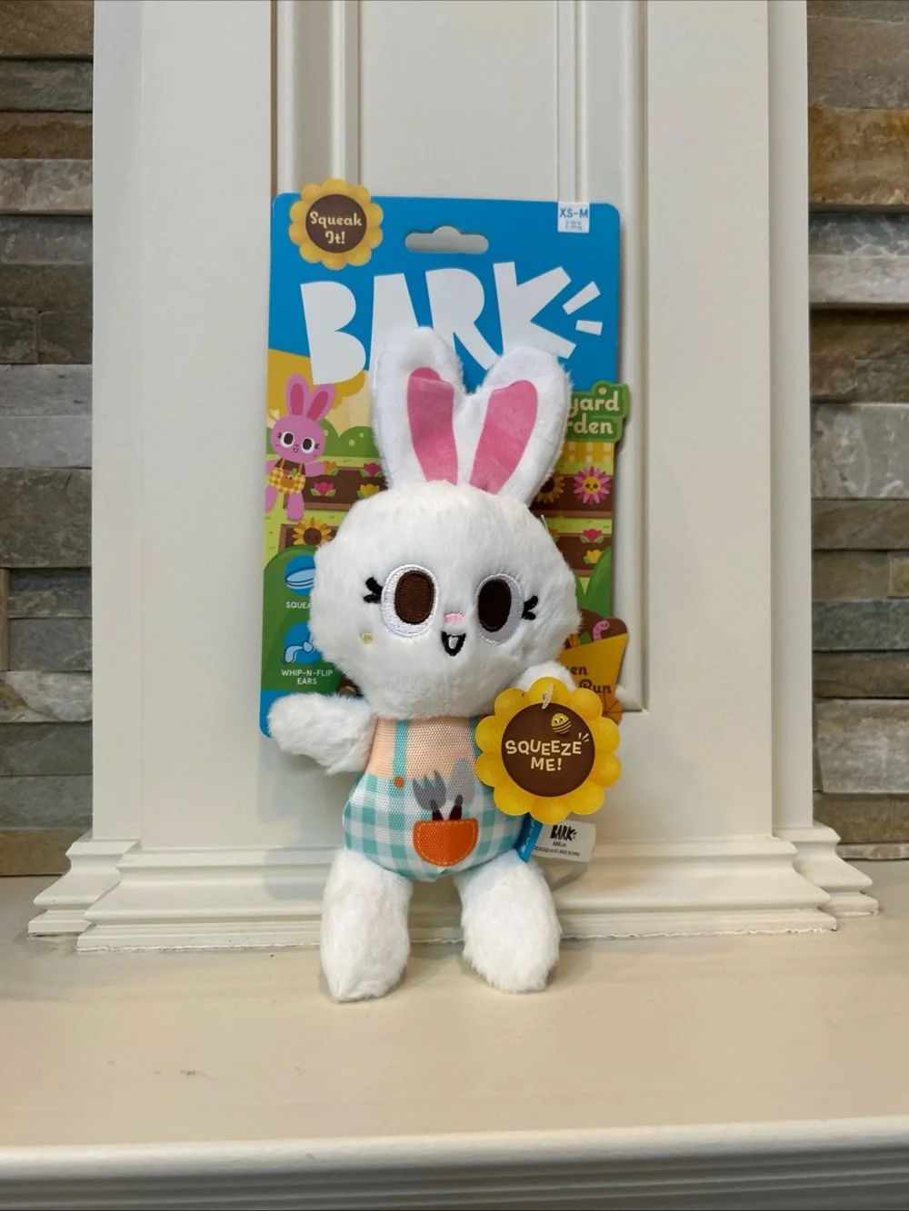 Bark Plush Bunny Toy - White, Pink & Blue Gingham